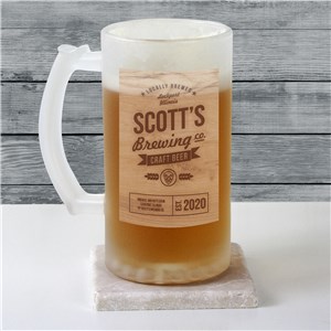 Personalized Brewing Company Frosted Glass Stein U10368106