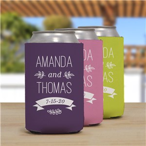 Personalized Wedding Couple Can Cooler | Personalized Wedding Can Cooler