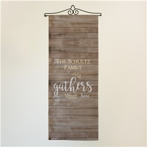 Personalized Family Gathers Here Wall Hanging | Front Door Decorations