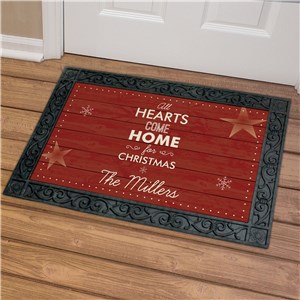 Personalized Hearts Come Home Door Mat | Personalized Christmas Doormats