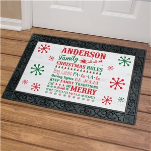 Personalized Christmas Family Rules Doormat | Personalized Christmas Doormats