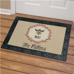 Personalized Bee Merry Doormat | Personalized Christmas Doormats