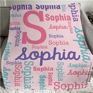 Personalized Girls Word-Art Throw | Kids Personalized Blankets