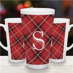 Personalized Initial Plaid Latte Mug | Personalized Christmas Mugs