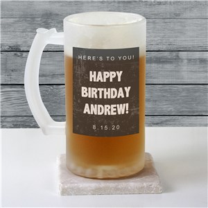 Personalized Any Message Frosted Glass Beer Stein U10879106