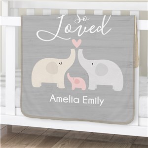 So Loved Personalized Sherpa Blanket for Baby | Personalized Baby Blanket