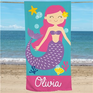 Personalized Mermaid Beach Towel | Personalized Beach Towels