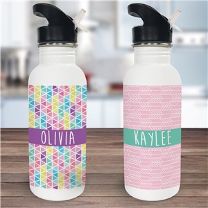 Personalized Fun Patterns Water Bottle | Stainless Steel Personalized Water Bottle