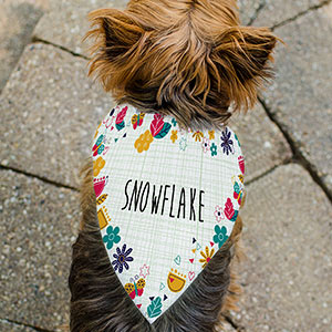 Personalized Floral Print Pet Bandanna | Personalized Pet Bandanna