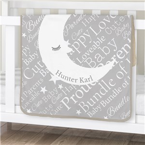 Personalized Baby Moon Word-Art Sherpa | Personalized Blankets For Baby