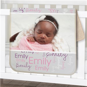 Personalized Initial Photo Word-Art Baby Sherpa Blanket | Personalized Baby Blanket With Photo