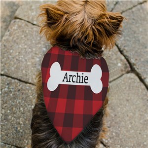 Personalized Plaid Dog Bone Pet Bandana | Personalized Pet Bandanas