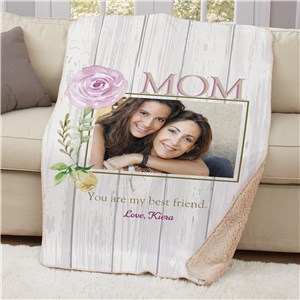 Personalized Mom Best Friend Photo Sherpa Blanket | Personalized Mother's Day Gifts