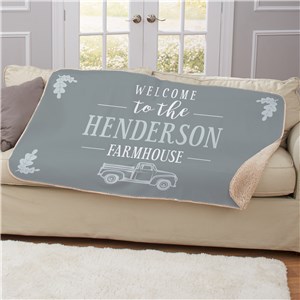 Personalized Welcome To The Farmhouse Truck Sherpa Throw U1343487