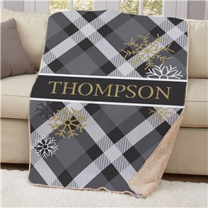 Dashing Through The Snow Sherpa Personalized Blanket | Plaid Sherpa Blanket 