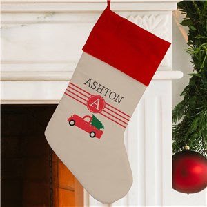 Personalized Red Christmas Truck Stocking | Personalized Christmas Stockings 