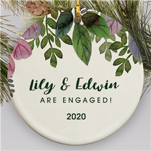 Watercolor Engagement Ornament | Engagement Ornament with Leaves