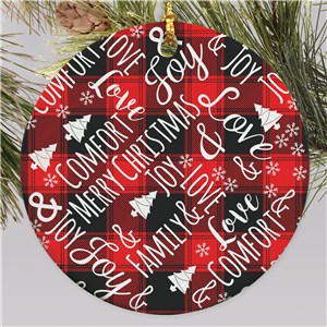 Comfort And Joy Word Art Ornament | Buffalo Plaid Word Art Ornament