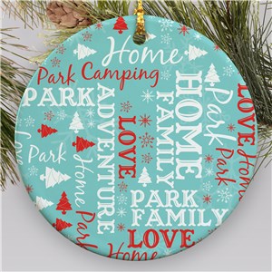 Camping Word Art Ornament | Camping Word Cloud Ornament