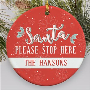 Santa Please Stop Here Ornament | Santa Ornament With Name