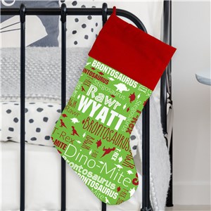 Word-Art Kid's Stocking | Dinosaur Christmas Stocking