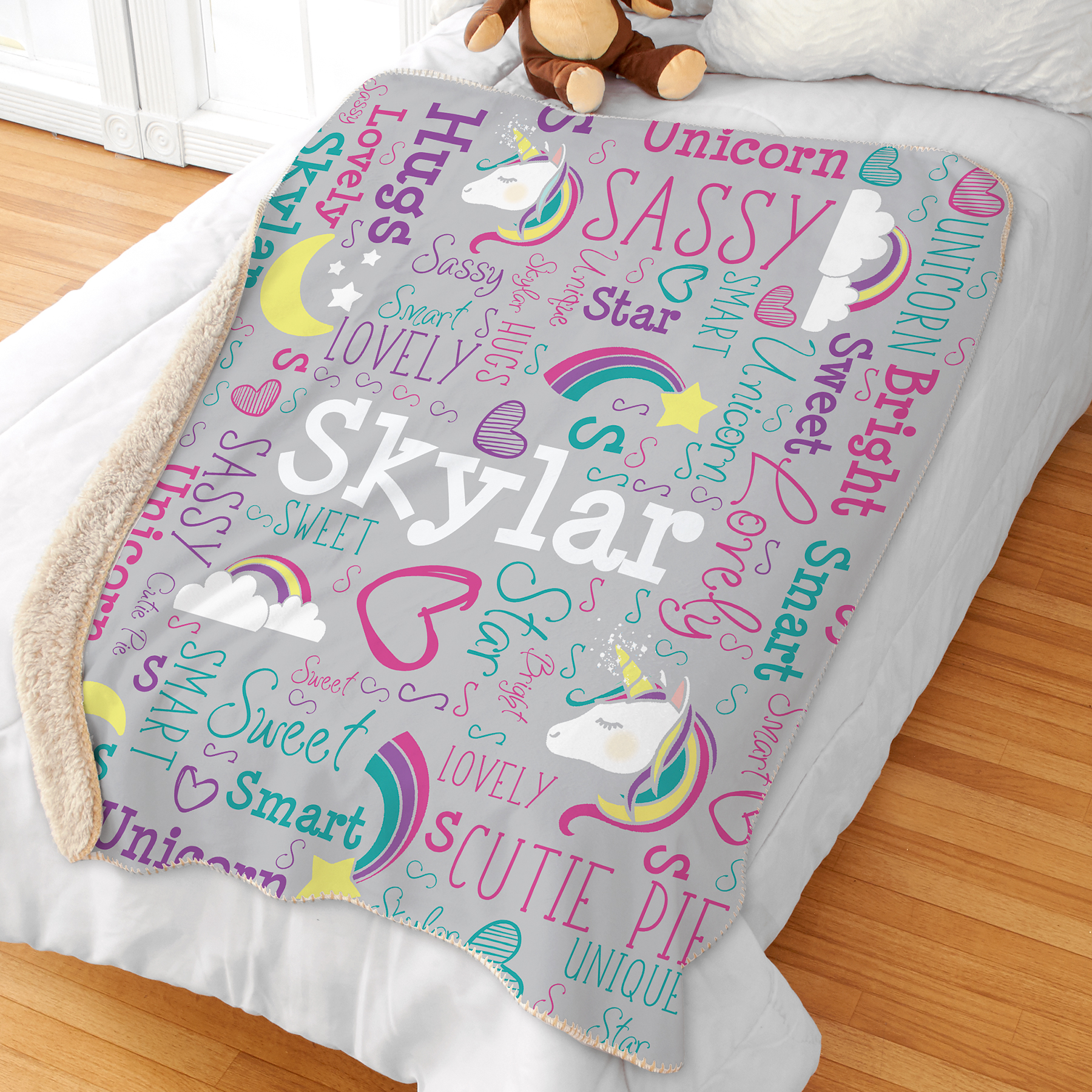 Personalized Sherpa Blanket | Unicorn Kids Room Decor