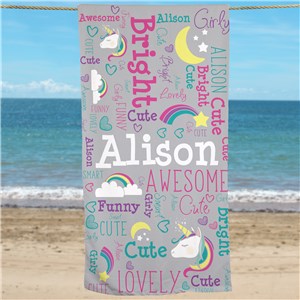 Unicorn Beach Towel | Personalized Kids Towels