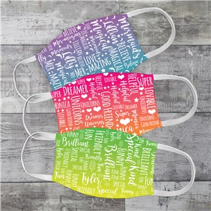 Fun Gradient Word Art Child Face Mask