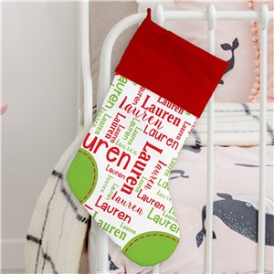 Word-Art Name Personalized Stocking | Word Cloud Name Stocking