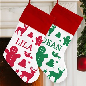 Personalized Name Christmas Stocking | Christmas Shapes Stocking