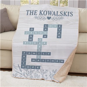 Personalized Blue Floral Cross Word 50x60 Sherpa Blanket U15750119