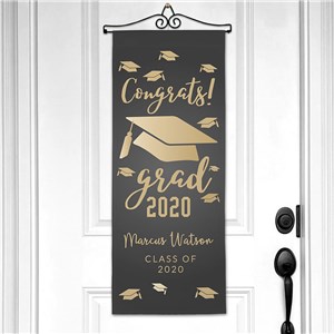 Personalized Congrats Grad with Hats Wall Hanging