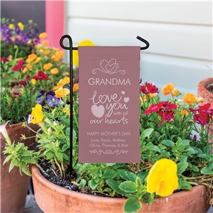 Personalized Mini Heart Garden Flag