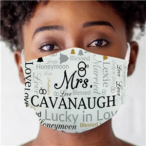 Silver & Gold Wedding Word Art Face Mask