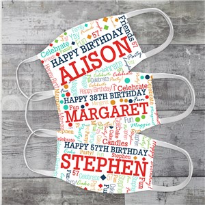 Birthday Confetti Word Art Adult Face Mask