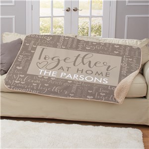 Personalized Together At Home Word Art 50x60 Sherpa Blanket