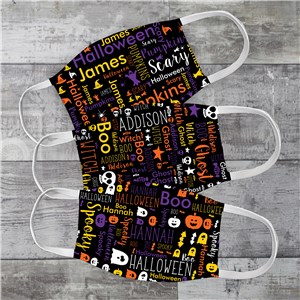 Spooky Halloween Word Art Youth Face Mask