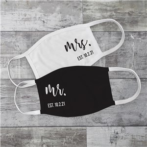 Personalized Mr. & Mrs. Wedding Face Masks