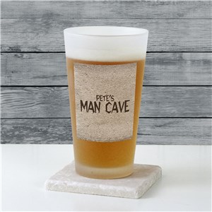 Personalized Man Cave Frosted Pint Glass | Personalized Gifts for Him