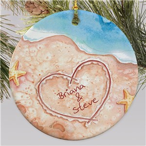 Couples Beach Christmas Ornament | Personalized Couples Ornament