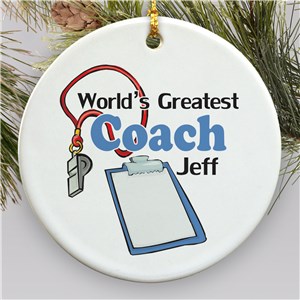 World's Greatest Coach Personalized Ceramic Ornament | Coach Christmas Ornaments