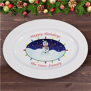 Personalized Ceramic Snowman Serving Platter | Personalized Christmas Decor