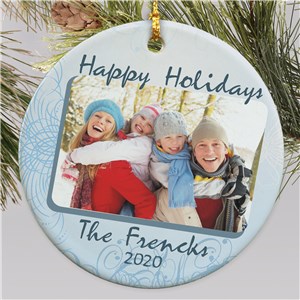 Ceramic Happy Holidays Photo Ornament | Christmas Ornaments Personalized