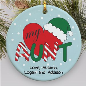 Personalized Ceramic Heart My Aunt Ornament | Personalized Family Christmas Ornaments