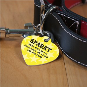 Personalized Yellow Stars Heart Pet Tag U664656H