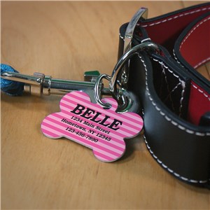 Personalized Stripes Dog Bone Tag U666456B