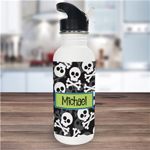 Personalized Skull and Cross Bones Water Bottle U678520