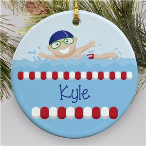 Personalized Swimming Ornament for Boys | Kids Christmas Ornaments