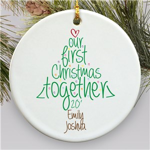 Personalized Ceramic First Christmas Ornament | Personalized Couples Ornament