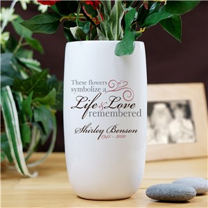 Personalized Ceramic Life and Love Memorial Flower Vase | Memorial Gifts